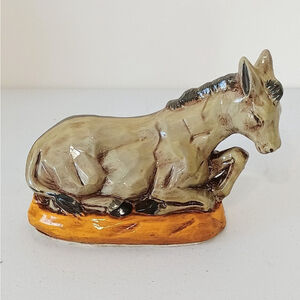 Vintage Hand Painted Chalkware Donkey Figure Nativity Replacement 7"